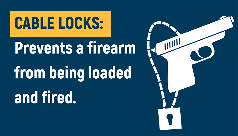 Cable Locks: Prevents a firearm from being loaded and fired